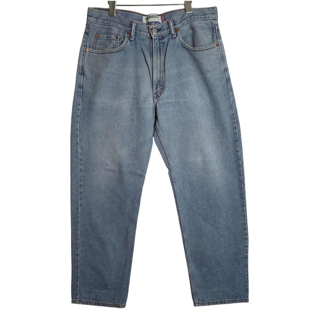 Levis 550 Relaxed Fit Tapered Leg Jeans Mens 35x30 Light Wash Blue Vintage 90s